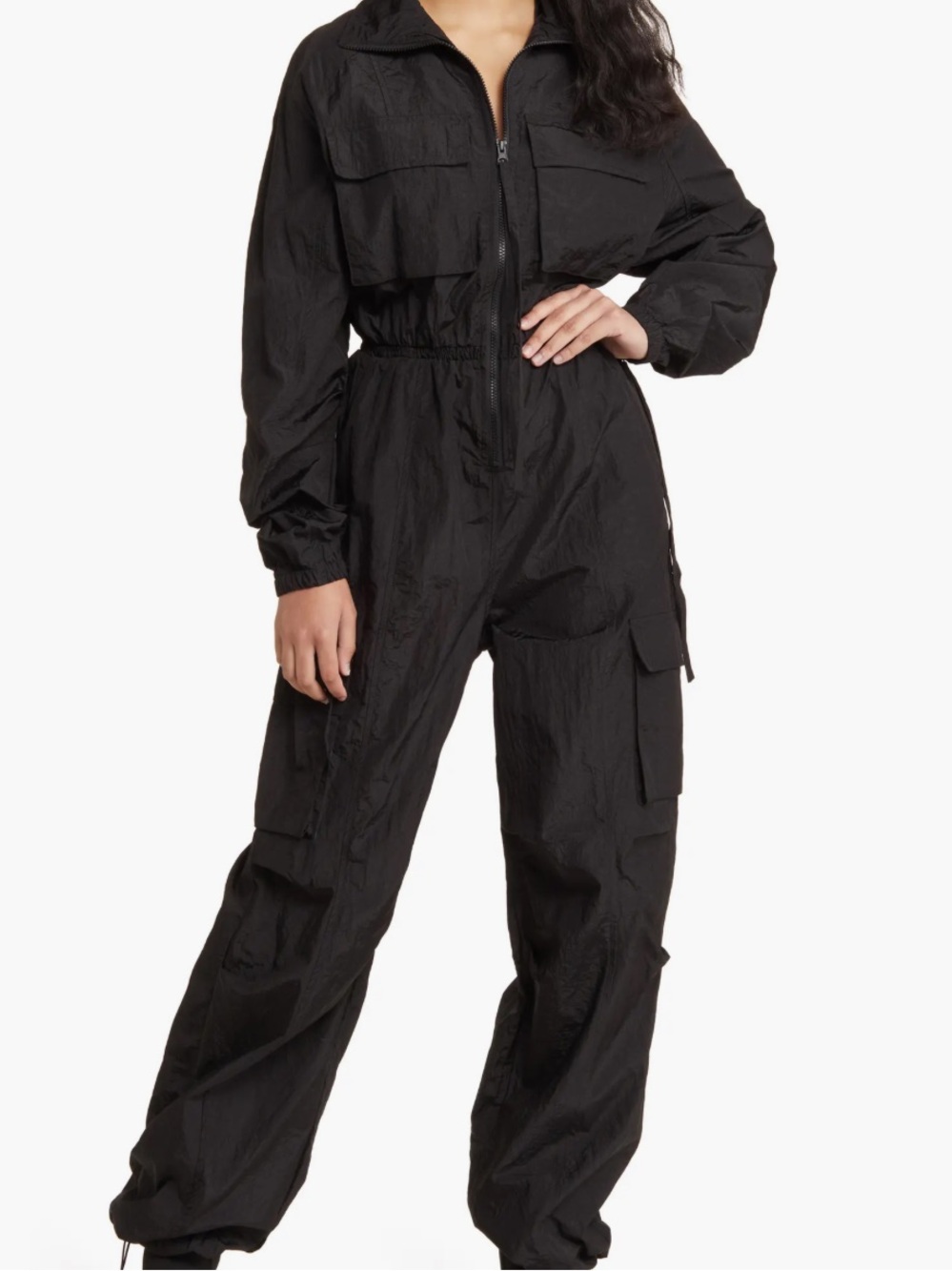 naked wardrobe Black Utility Cargo Jumpsuit